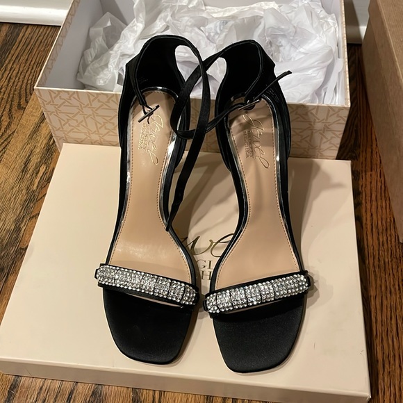 Badgley Mischka Shoes - Badgley Mischka black satin Ranya jewelled heels